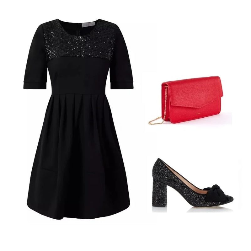 Phoebe Dress in Black with Sequins