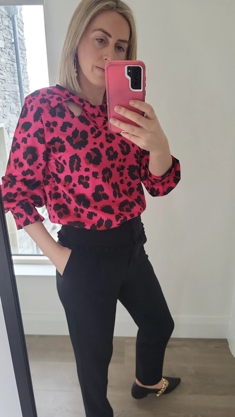 Mara magenta leopard print blouse