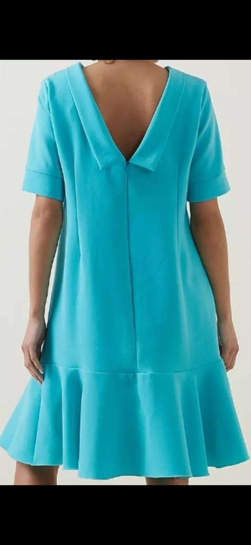 Carmen shift dress with roll collar turquoise 14